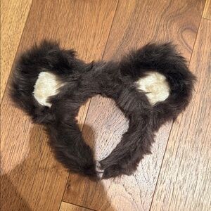 Furry Black and Cream Halloween Bear Headband